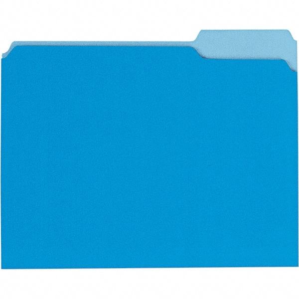 UNIVERSAL - 9-5/8 x 11-3/4", Letter Size, Blue, File Folders with Top Tab - 11 Point Stock, 1/3 Tab Cut Location - Exact Tool & Supply