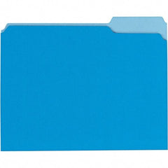 UNIVERSAL - 9-5/8 x 11-3/4", Letter Size, Blue, File Folders with Top Tab - 11 Point Stock, 1/3 Tab Cut Location - Exact Tool & Supply