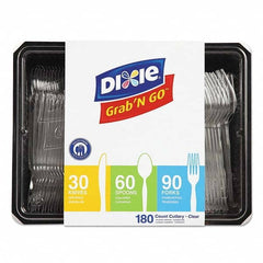 Dixie - Combo Pack, Tray w/Plastic Utensils, 90 Forks, 30 Knives, 60 Spoons - Exact Tool & Supply