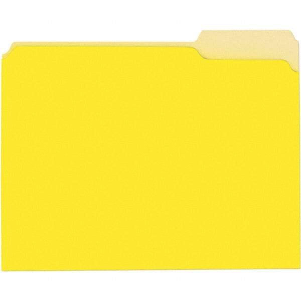 UNIVERSAL - 9-5/8 x 11-3/4", Letter Size, Yellow, File Folders with Top Tab - 11 Point Stock, 1/3 Tab Cut Location - Exact Tool & Supply