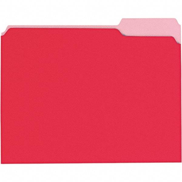 UNIVERSAL - 9-5/8 x 11-3/4", Letter Size, Red, File Folders with Top Tab - 11 Point Stock, 1/3 Tab Cut Location - Exact Tool & Supply