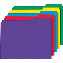 Universal One - 9-5/8 x 11-3/4", Letter Size, Assorted Colors, File Folders with Top Tab - 11 Point Stock, 1/3 Tab Cut Location - Exact Tool & Supply