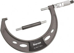 Starrett - 4 to 5" Range, 0.0001" Graduation, Mechanical Outside Micrometer - Ratchet Thimble, 2-3/4" Throat Depth, Accurate to 0.0001" - Exact Tool & Supply