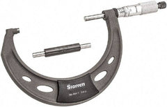 Starrett - 3 to 4" Range, 0.0001" Graduation, Mechanical Outside Micrometer - Ratchet Thimble, 2-1/4" Throat Depth, Accurate to 0.0001" - Exact Tool & Supply