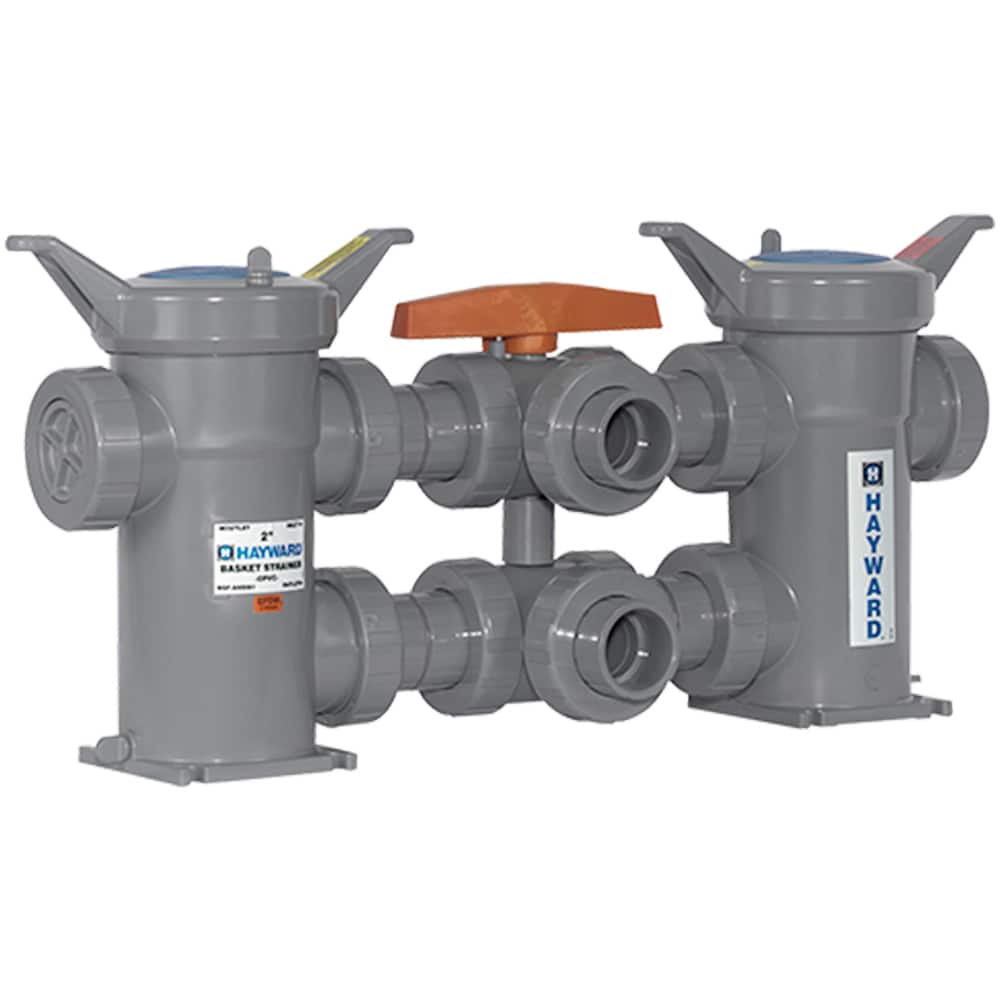 Hayward - Strainers, Skimmers & Foot Valves; Hose Size: 1-1/2 (Inch); Material: CPVC ; Type: Duplex Basket Strainer - Exact Tool & Supply