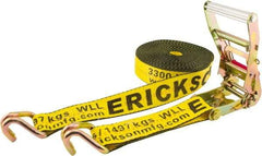 Erickson Manufacturing - 30' Long x 2" Wide, 10,000 Lb Basket Capacity, Polyester & Steel Web Sling - Yellow - Exact Tool & Supply