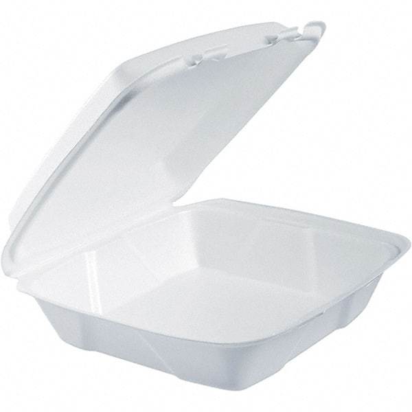 DART - 9-3/8 x 9-3/8 x 3" Foam Hinged Lid Containers - White - Exact Tool & Supply