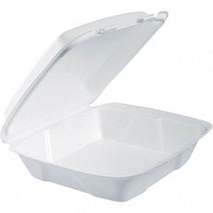 DART - 9-3/8 x 9-3/8 x 3" Foam Hinged Lid Containers - White - Exact Tool & Supply