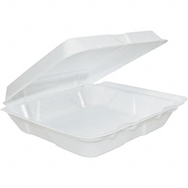 DART - 8 x 8 x 2-1/4" Foam Hinged Lid Containers - White - Exact Tool & Supply