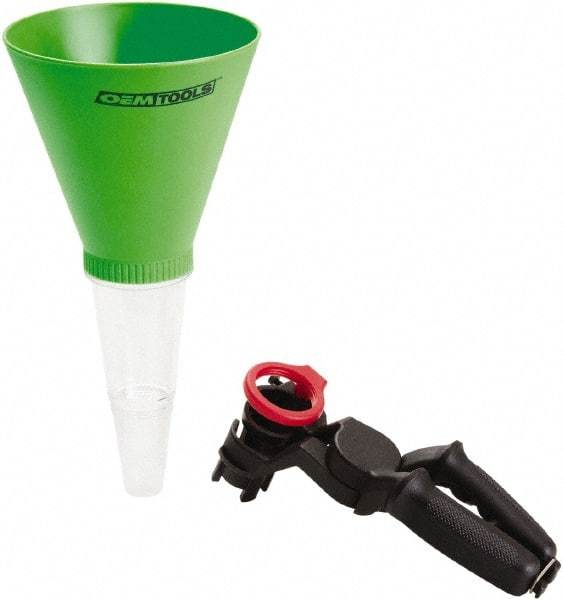 OEM Tools - 16 oz Capacity Plastic Funnel with Clamp - 3-3/4" Straight Spout, Green & Clear - Exact Tool & Supply