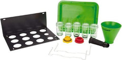 OEM Tools - 16 oz Capacity Plastic Funnel Set - 5" Mouth OD, 3-3/4" Straight Spout, Green & Clear - Exact Tool & Supply