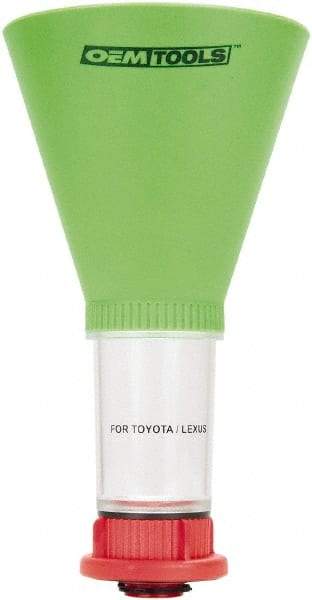 OEM Tools - 16 oz Capacity Plastic Funnel - 5" Mouth OD, 3-3/4" Straight Spout, Green, Clear & Red - Exact Tool & Supply