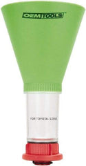 OEM Tools - 16 oz Capacity Plastic Funnel - 5" Mouth OD, 3-3/4" Straight Spout, Green, Clear & Red - Exact Tool & Supply