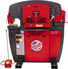 Edwards Manufacturing - 11" Throat Depth, 100 Ton Punch Pressure, 1-1/16" in 1" Punch Capacity Ironworker - 7-1/2 hp, 3 Phase, 230 Volts, 56" Wide x 63-1/8" High x 45-1/2" Deep - Exact Tool & Supply