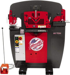 Edwards Manufacturing - 8-7/8" Throat Depth, 60 Ton Punch Pressure, 1-1/16" in 5/8" Punch Capacity Ironworker - 5 hp, 3 Phase, 460 Volts, 46-1/8" Wide x 56-1/8" High x 36-1/8" Deep - Exact Tool & Supply