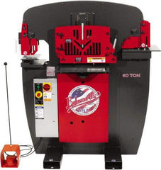 Edwards Manufacturing - 8-7/8" Throat Depth, 60 Ton Punch Pressure, 1-1/16" in 5/8" Punch Capacity Ironworker - 5 hp, 3 Phase, 230 Volts, 46-1/8" Wide x 56-1/8" High x 36-1/8" Deep - Exact Tool & Supply