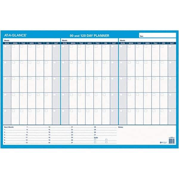 AT-A-GLANCE - 1 Sheet, 36 x 24", Erasable Wall Calendar - White & Blue - Exact Tool & Supply