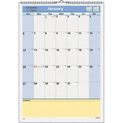 AT-A-GLANCE - 12 Sheet, 12 x 17", Wall Calendar - Blue & Yellow - Exact Tool & Supply