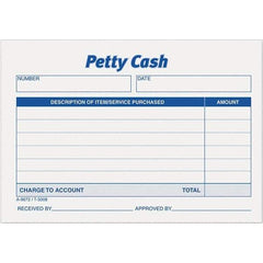 TOPS - 600 Sheet, 3-1/2 x 5", Petty Cash Slips - Blue & White - Exact Tool & Supply