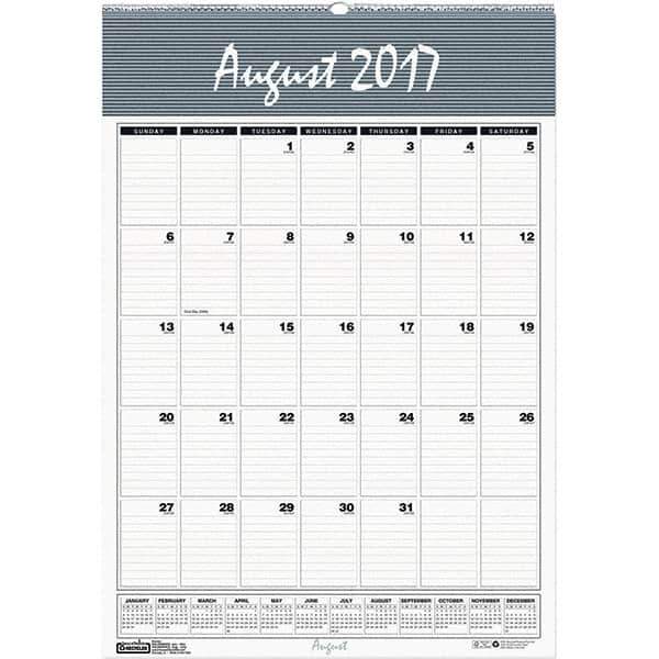 House of Doolittle - 12 Sheet, 15-1/2 x 22", Wall Calendar - Blue & Gray - Exact Tool & Supply
