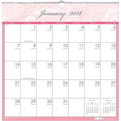 House of Doolittle - 12 Sheet, 12 x 12", Wall Calendar - Pink & Gray - Exact Tool & Supply