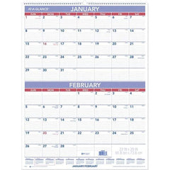 AT-A-GLANCE - 6 Sheet, 22 x 29", Wall Calendar - Blue & White - Exact Tool & Supply