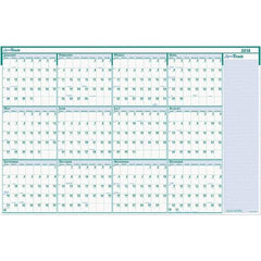 House of Doolittle - 1 Sheet, 24 x 37", Erasable Wall Calendar - White & Teal - Exact Tool & Supply