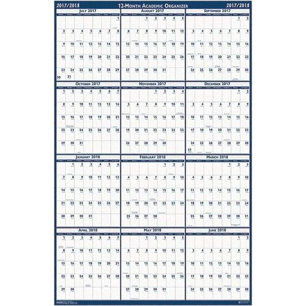 House of Doolittle - 1 Sheet, 24 x 37", Erasable Wall Calendar - Blue & Gray - Exact Tool & Supply