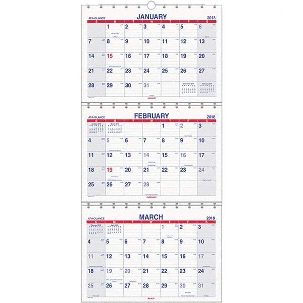 AT-A-GLANCE - 8 Sheet, 12 x 16-1/2", Wall Calendar - Exact Tool & Supply