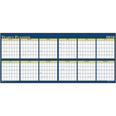 House of Doolittle - 1 Sheet, 60 x 26", Erasable Wall Planner - Yellow & Blue - Exact Tool & Supply