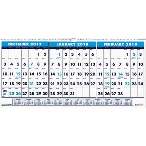 House of Doolittle - 4 Sheet, 23-1/2 x 12", Wall Calendar - Exact Tool & Supply