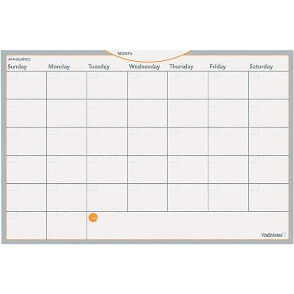 AT-A-GLANCE - 12 Sheet, 18 x 12", Erasable Wall Calendar - Gray, White & Orange - Exact Tool & Supply