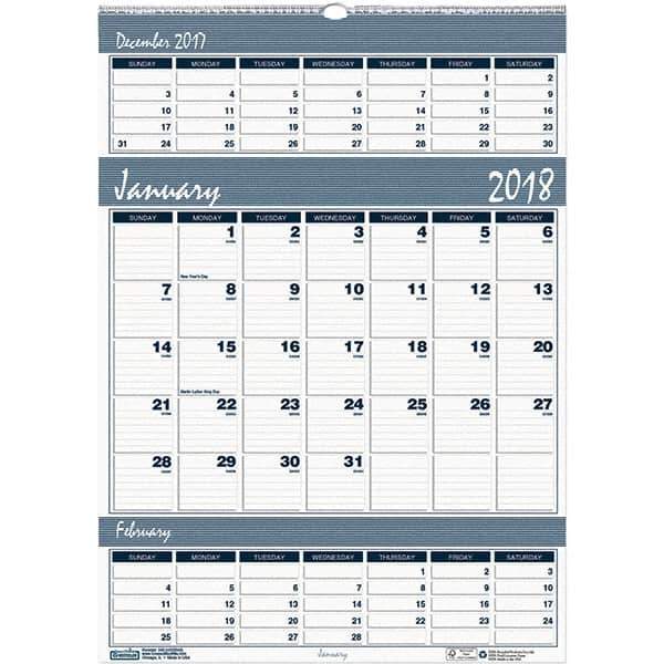 House of Doolittle - 12 Sheet, 12 x 17", Wall Calendar - Blue & Gray - Exact Tool & Supply