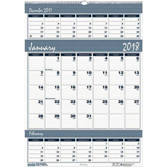 House of Doolittle - 12 Sheet, 12 x 17", Wall Calendar - Blue & Gray - Exact Tool & Supply
