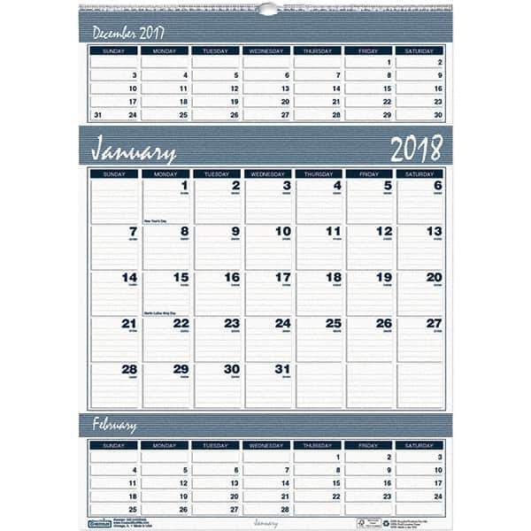 House of Doolittle - 12 Sheet, 15-1/2 x 22", Wall Calendar - Blue & Gray - Exact Tool & Supply