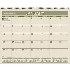 AT-A-GLANCE - 12 Sheet, 15 x 12", Wall Calendar - Green & White - Exact Tool & Supply