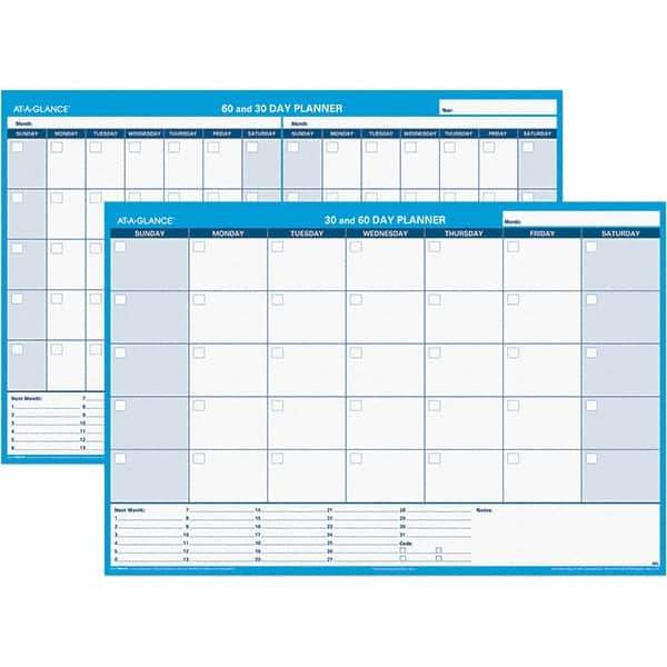 AT-A-GLANCE - 1 Sheet, 48 x 32", Erasable Wall Calendar - White & Blue - Exact Tool & Supply