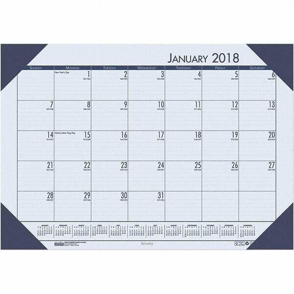 House of Doolittle - 12 Sheet, 22 x 17", Desk Pad Calendar - Ocean Blue - Exact Tool & Supply
