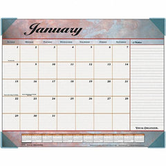 AT-A-GLANCE - 12 Sheet, 22 x 17", Desk Pad Calendar - Marble Burgundy - Exact Tool & Supply