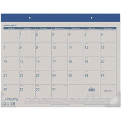 AT-A-GLANCE - 12 Sheet, 22 x 17", Desk Pad Calendar - Blue - Exact Tool & Supply