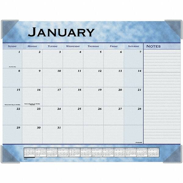 AT-A-GLANCE - 12 Sheet, 22 x 17", Desk Pad Calendar - Slate Blue - Exact Tool & Supply