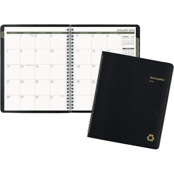 AT-A-GLANCE - 24 Sheet, 6-7/8 x 8-3/4", Monthly Planner - Black - Exact Tool & Supply