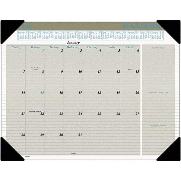 AT-A-GLANCE - 12 Sheet, 22 x 17", Desk Pad Calendar - Buff - Exact Tool & Supply