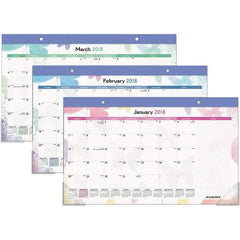 AT-A-GLANCE - 12 Sheet, 17-3/4 x 10-7/8", Desk Pad Calendar - Watercolors - Exact Tool & Supply
