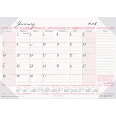 House of Doolittle - 12 Sheet, 18-1/2 x 13", Desk Pad Calendar - Pink & Gray - Exact Tool & Supply