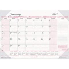 House of Doolittle - 12 Sheet, 22 x 17", Desk Pad Calendar - Pink & Gray - Exact Tool & Supply