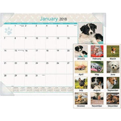 AT-A-GLANCE - 12 Sheet, 22 x 17", Desk Pad Calendar - Puppies - Exact Tool & Supply