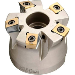Iscar - 5 Inserts, 2" Cutter Diam, 0.071" Max Depth of Cut, Indexable High-Feed Face Mill - 3/4" Arbor Hole Diam, 1.57" High, FTP-LN10 Toolholder, LNHT 1006 Inserts, Series Helitang - Exact Tool & Supply