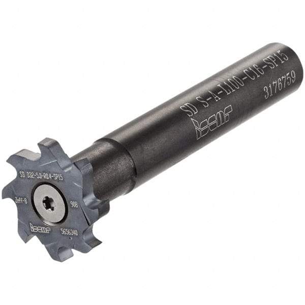 Iscar - T-Slot 5/8" Stepped Shank Milling Tip Insert Holder & Shank - 7" Projection, 0.591" Neck Diam, M5x0.50 Neck Thread, 7.192" OAL, Carbide SD S-A Tool Holder - Exact Tool & Supply