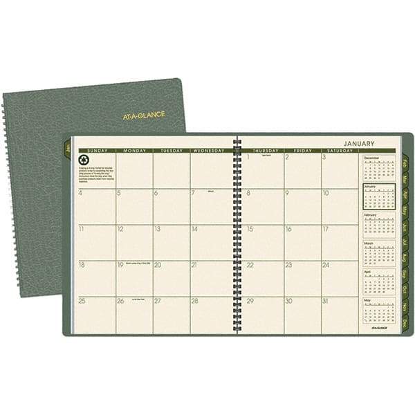 AT-A-GLANCE - 24 Sheet, 9 x 11", Monthly Planner - Green - Exact Tool & Supply